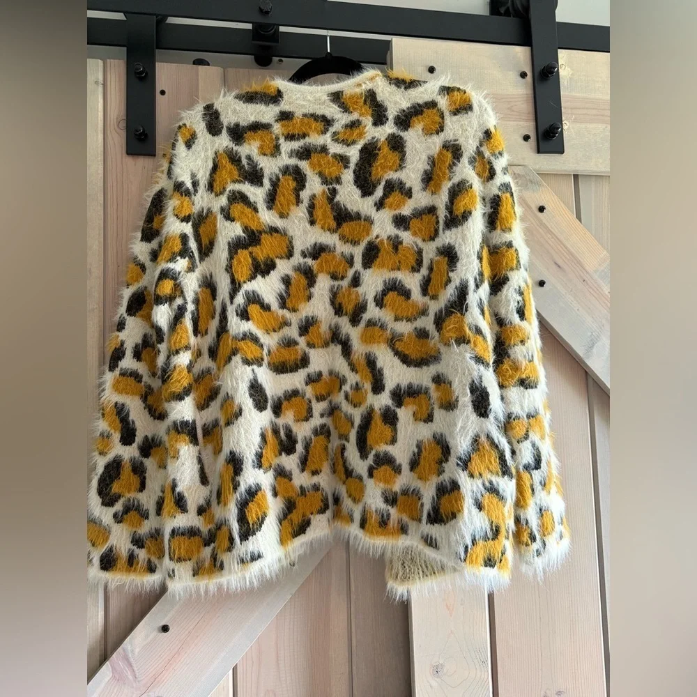 LIKE NEW &Merci Leopard Fuzzy Cardigan